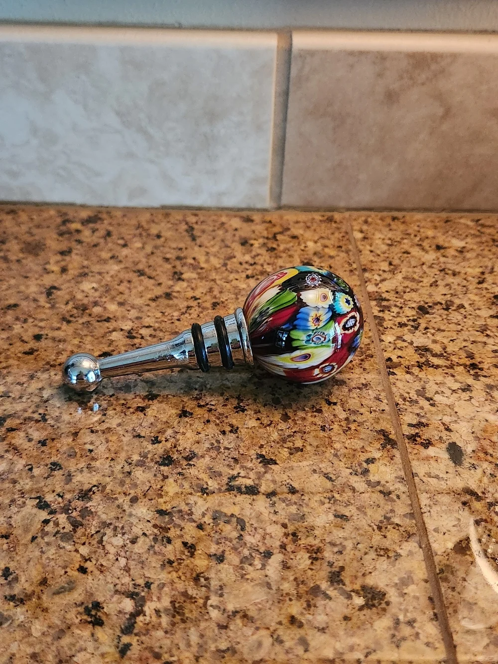 Handcrafted Multicolor Floral Glass Bottle Stopper/Topper.